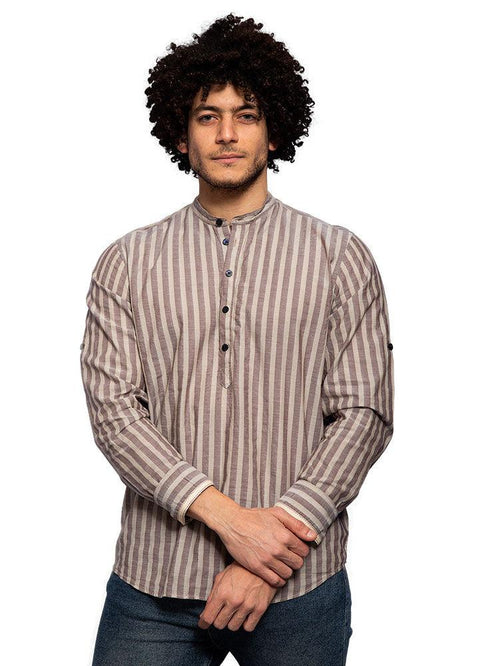 Brown Striped Shirt - Khotwh